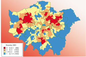 London's ethnic population diversity 2001